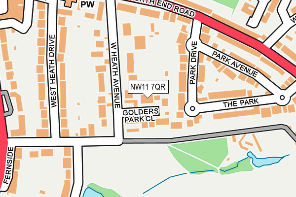 NW11 7QR map - OS OpenMap – Local (Ordnance Survey)
