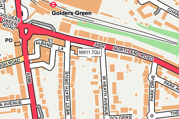 NW11 7QU map - OS OpenMap – Local (Ordnance Survey)
