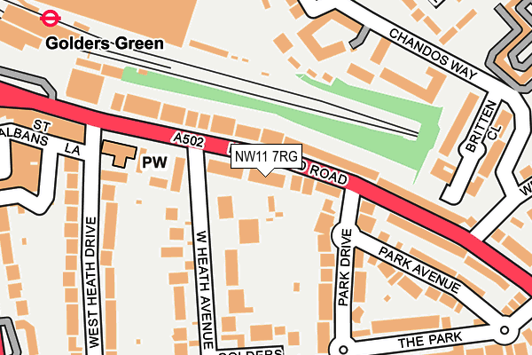 NW11 7RG map - OS OpenMap – Local (Ordnance Survey)