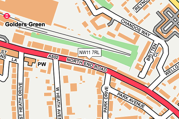 NW11 7RL map - OS OpenMap – Local (Ordnance Survey)