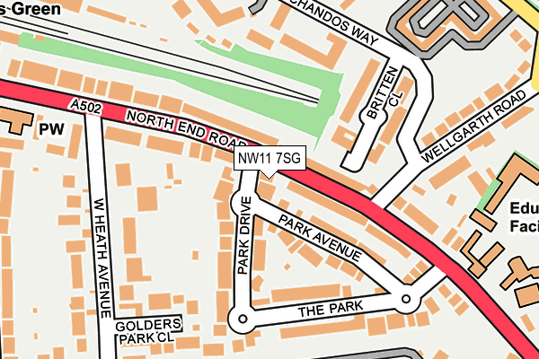 NW11 7SG map - OS OpenMap – Local (Ordnance Survey)