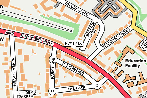 NW11 7TA map - OS OpenMap – Local (Ordnance Survey)