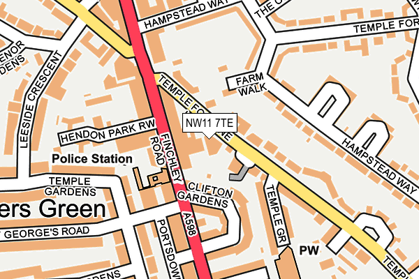 NW11 7TE map - OS OpenMap – Local (Ordnance Survey)