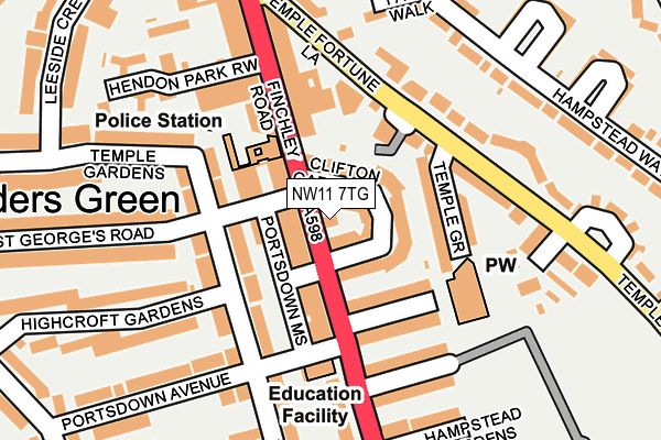NW11 7TG map - OS OpenMap – Local (Ordnance Survey)