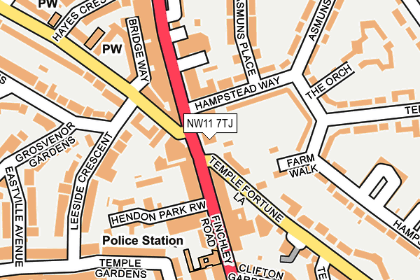 NW11 7TJ map - OS OpenMap – Local (Ordnance Survey)