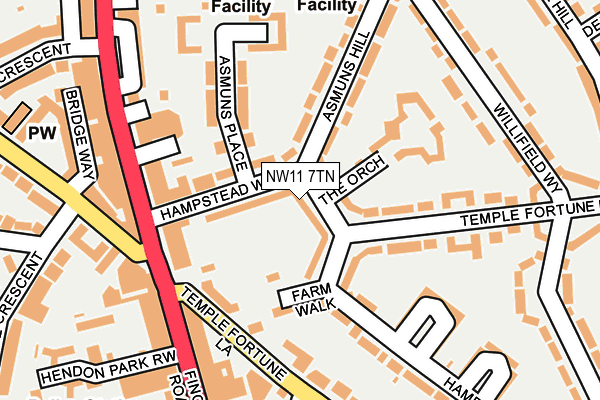 NW11 7TN map - OS OpenMap – Local (Ordnance Survey)