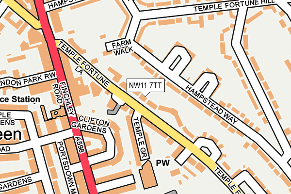 NW11 7TT map - OS OpenMap – Local (Ordnance Survey)