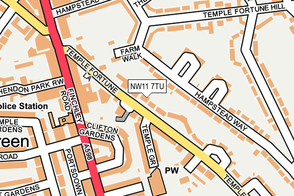 NW11 7TU map - OS OpenMap – Local (Ordnance Survey)