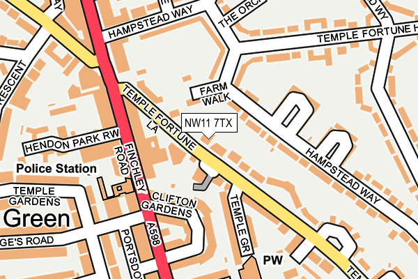 NW11 7TX map - OS OpenMap – Local (Ordnance Survey)