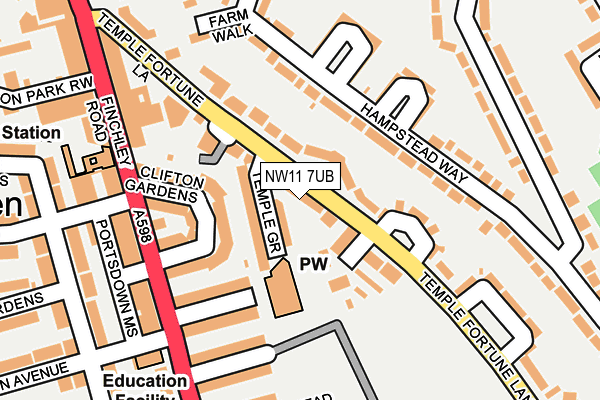 NW11 7UB map - OS OpenMap – Local (Ordnance Survey)