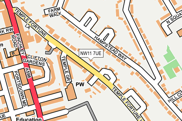 NW11 7UE map - OS OpenMap – Local (Ordnance Survey)