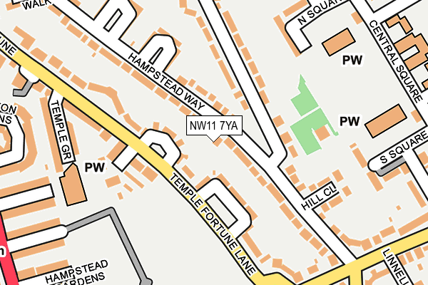 NW11 7YA map - OS OpenMap – Local (Ordnance Survey)
