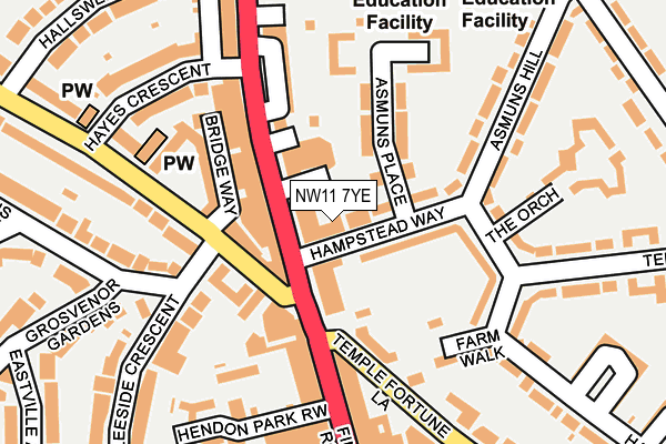 NW11 7YE map - OS OpenMap – Local (Ordnance Survey)