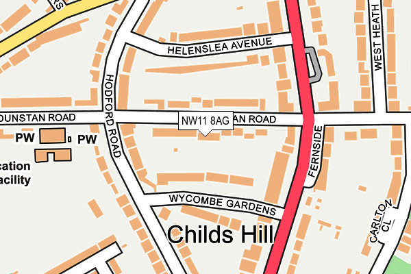 NW11 8AG map - OS OpenMap – Local (Ordnance Survey)