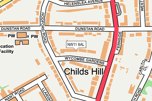 NW11 8AL map - OS OpenMap – Local (Ordnance Survey)