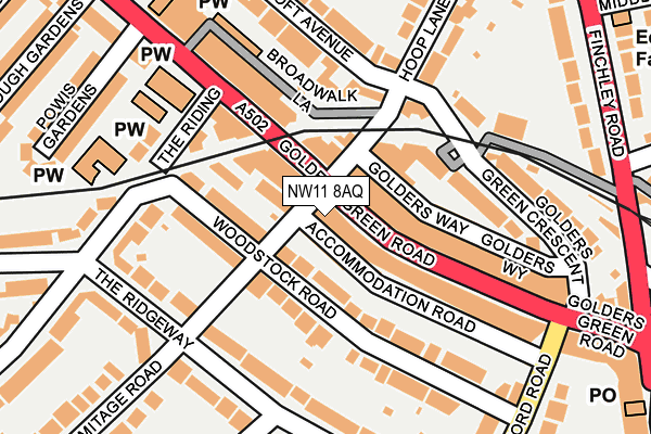 NW11 8AQ map - OS OpenMap – Local (Ordnance Survey)
