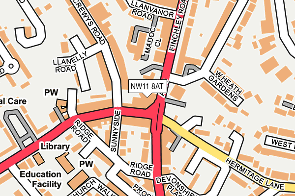NW11 8AT map - OS OpenMap – Local (Ordnance Survey)