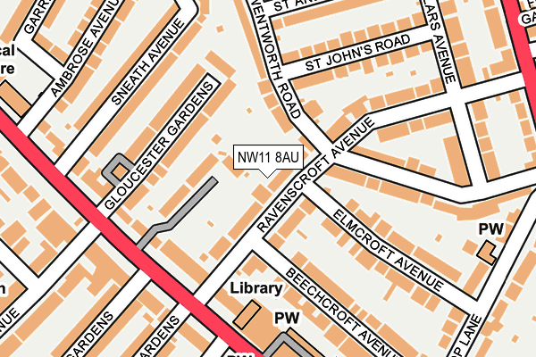 NW11 8AU map - OS OpenMap – Local (Ordnance Survey)