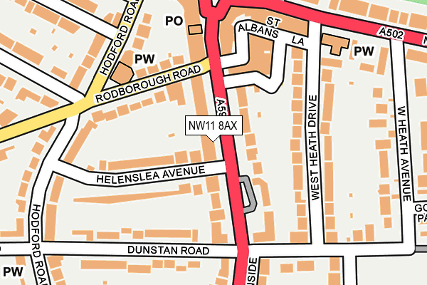 NW11 8AX map - OS OpenMap – Local (Ordnance Survey)