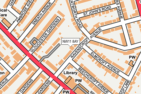 NW11 8AY map - OS OpenMap – Local (Ordnance Survey)