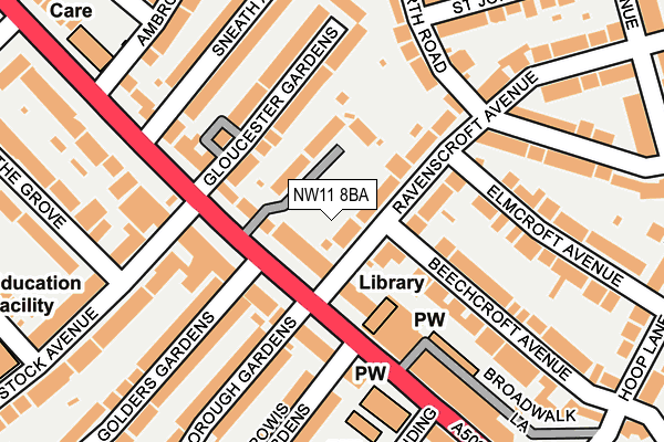 NW11 8BA map - OS OpenMap – Local (Ordnance Survey)