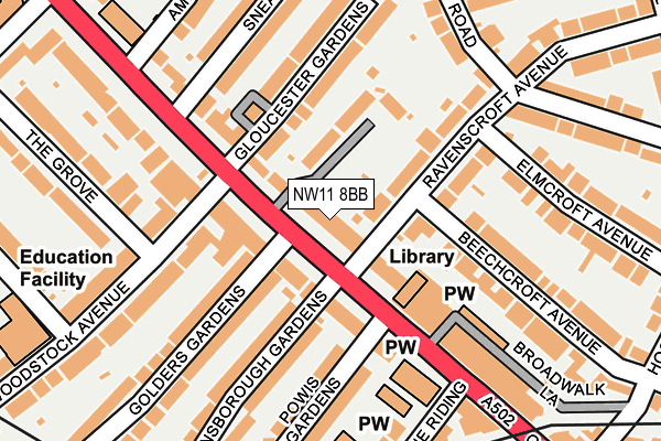 NW11 8BB map - OS OpenMap – Local (Ordnance Survey)