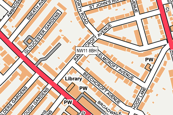 NW11 8BH map - OS OpenMap – Local (Ordnance Survey)