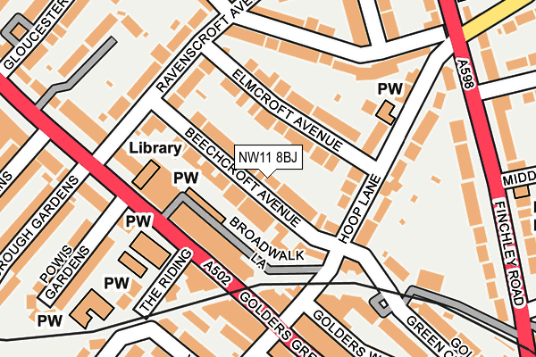 NW11 8BJ map - OS OpenMap – Local (Ordnance Survey)