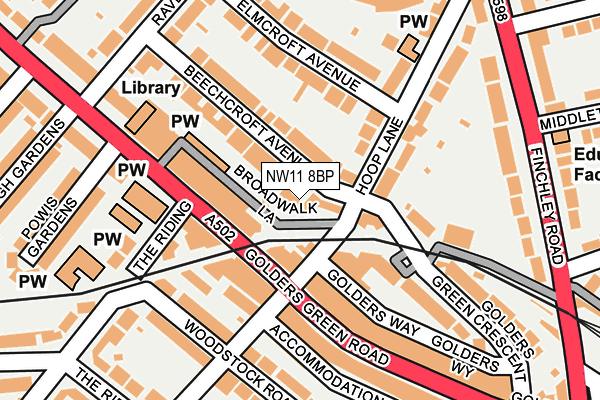 NW11 8BP map - OS OpenMap – Local (Ordnance Survey)