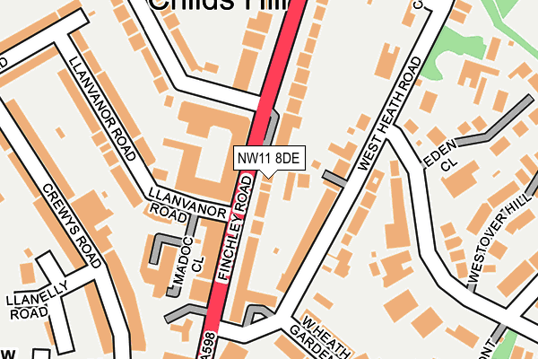 NW11 8DE map - OS OpenMap – Local (Ordnance Survey)