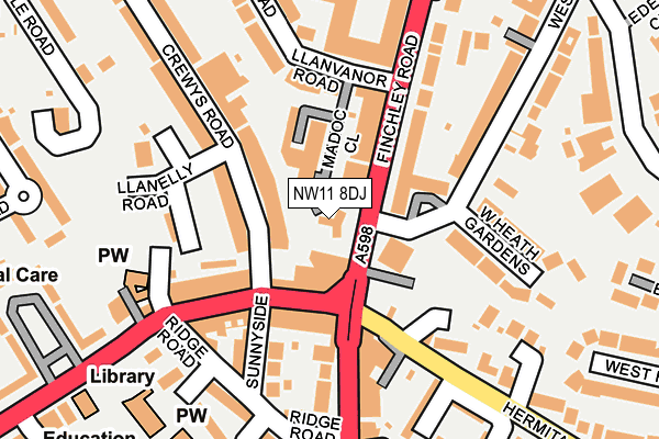 NW11 8DJ map - OS OpenMap – Local (Ordnance Survey)