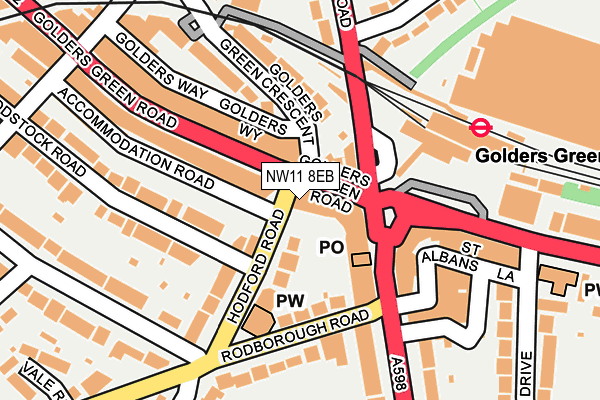 NW11 8EB map - OS OpenMap – Local (Ordnance Survey)