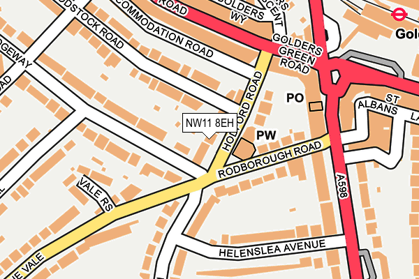 NW11 8EH map - OS OpenMap – Local (Ordnance Survey)