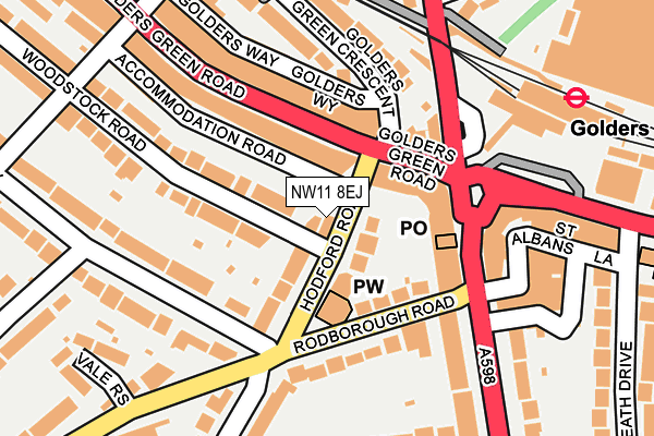 NW11 8EJ map - OS OpenMap – Local (Ordnance Survey)