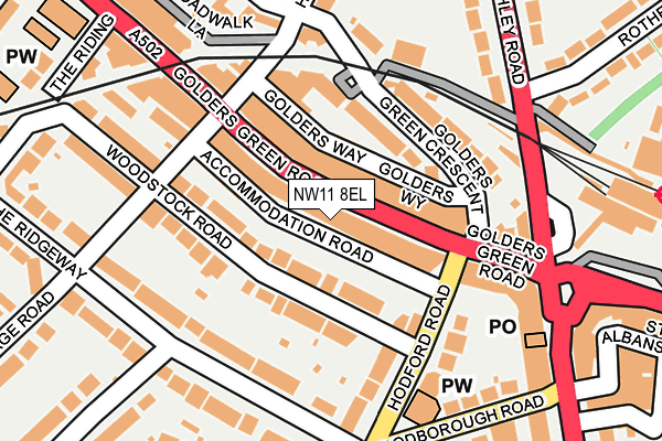 NW11 8EL map - OS OpenMap – Local (Ordnance Survey)