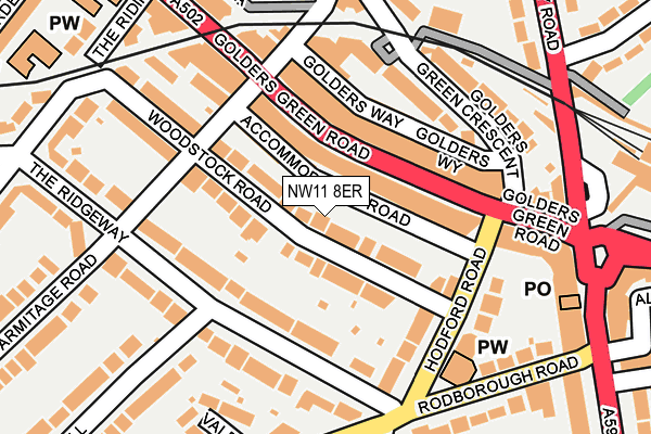 NW11 8ER map - OS OpenMap – Local (Ordnance Survey)
