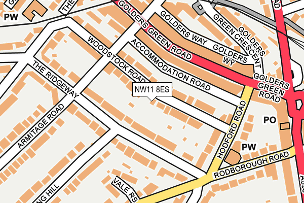 NW11 8ES map - OS OpenMap – Local (Ordnance Survey)