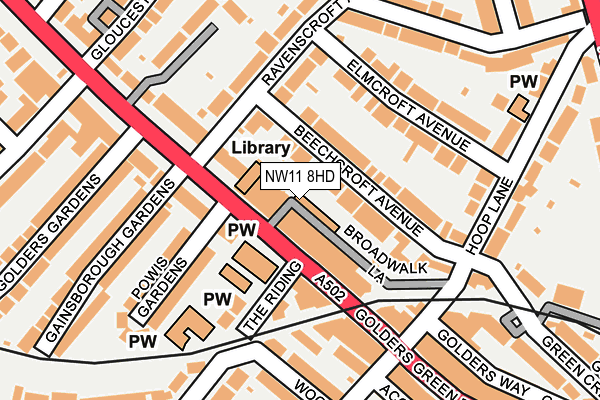 NW11 8HD map - OS OpenMap – Local (Ordnance Survey)