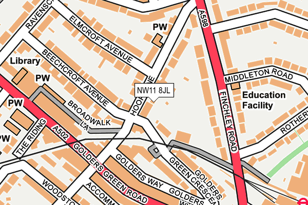 NW11 8JL map - OS OpenMap – Local (Ordnance Survey)