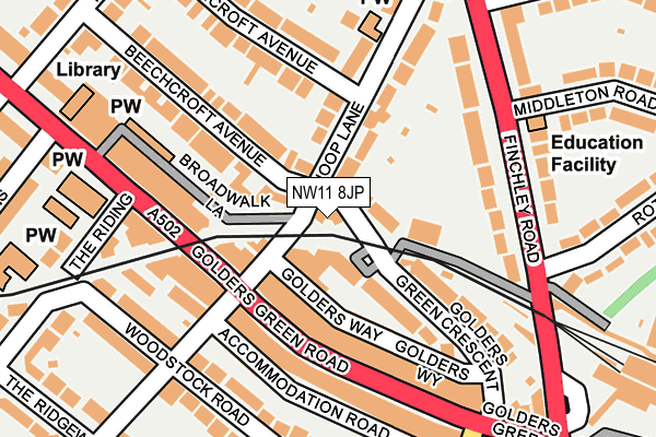 NW11 8JP map - OS OpenMap – Local (Ordnance Survey)