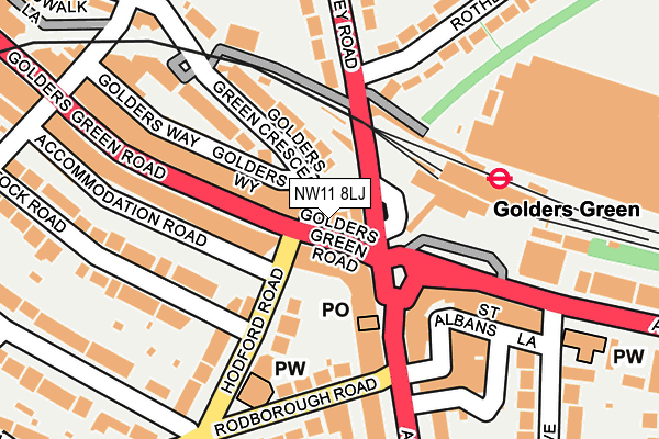 NW11 8LJ map - OS OpenMap – Local (Ordnance Survey)
