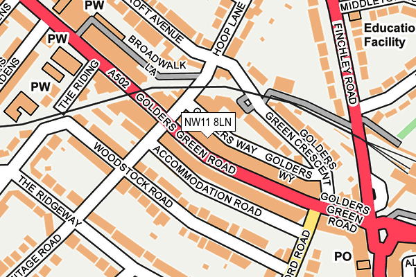 NW11 8LN map - OS OpenMap – Local (Ordnance Survey)