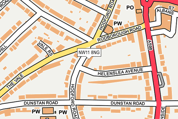 NW11 8NG map - OS OpenMap – Local (Ordnance Survey)