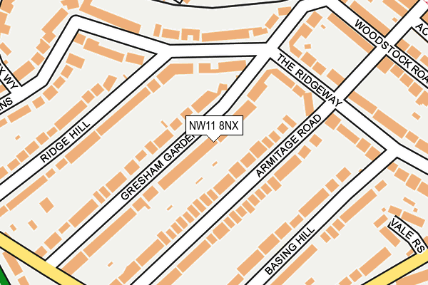 NW11 8NX map - OS OpenMap – Local (Ordnance Survey)