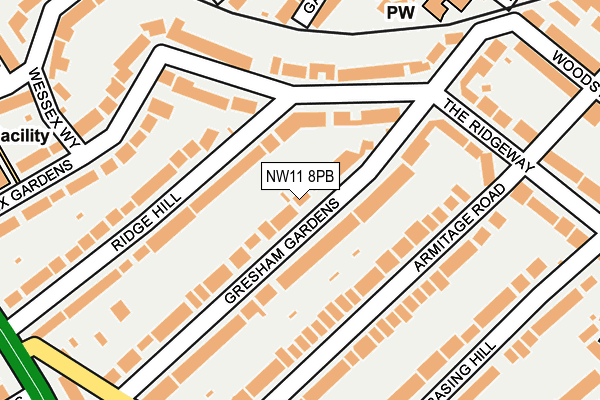 NW11 8PB map - OS OpenMap – Local (Ordnance Survey)
