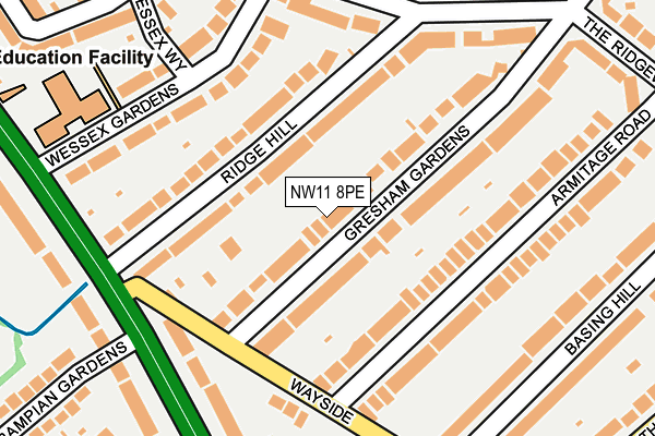 NW11 8PE map - OS OpenMap – Local (Ordnance Survey)
