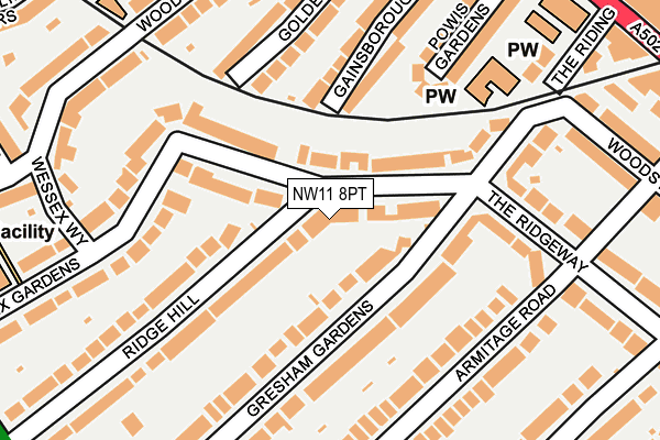 NW11 8PT map - OS OpenMap – Local (Ordnance Survey)