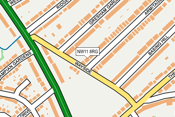NW11 8RG map - OS OpenMap – Local (Ordnance Survey)
