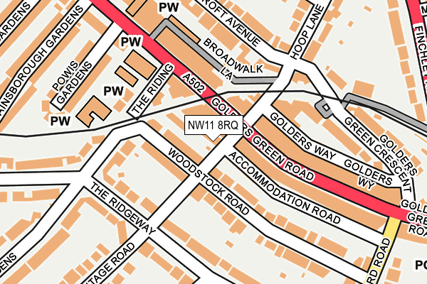 NW11 8RQ map - OS OpenMap – Local (Ordnance Survey)