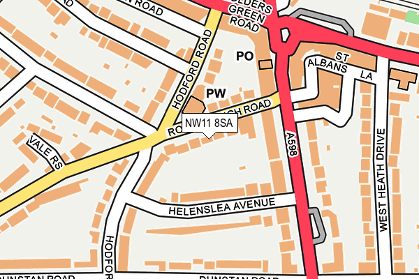NW11 8SA map - OS OpenMap – Local (Ordnance Survey)